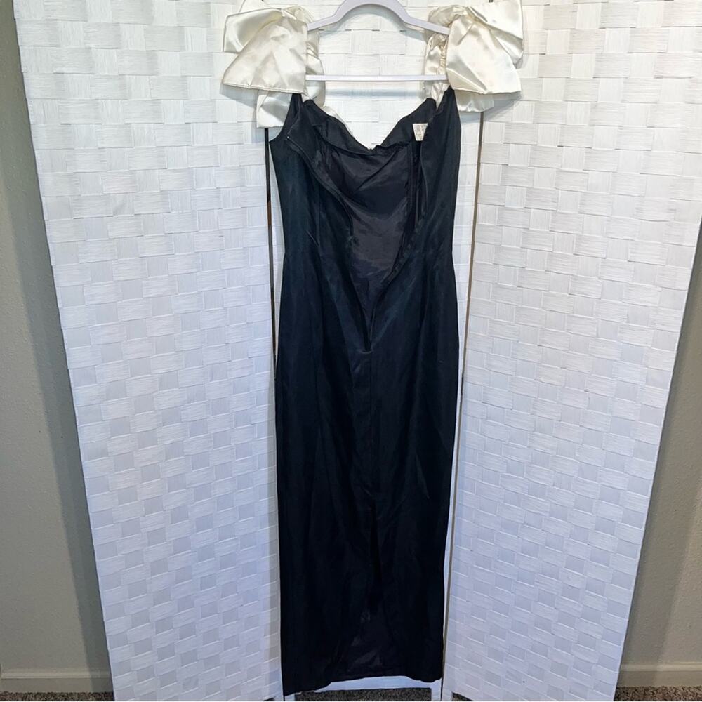 Gunne Sax Black Gown with Ivory Bow Accents - Picture 4 of 10